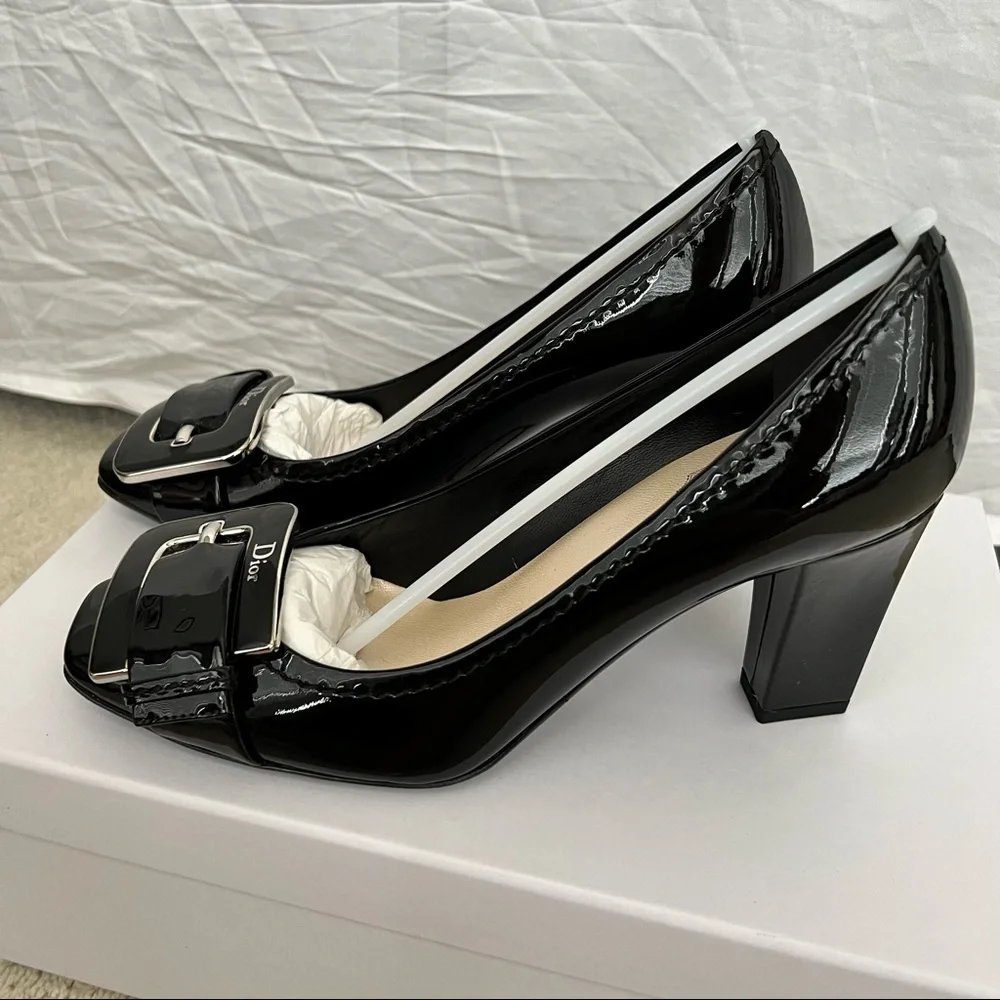DIOR Buckle Black Patent Heels - Picture 6 of 8